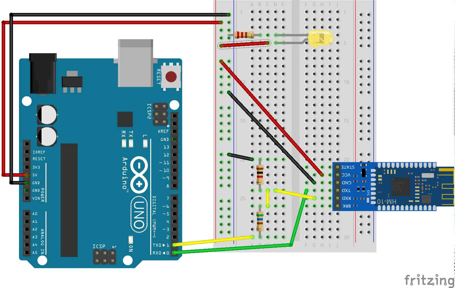 Bluetooth sketch and wiring Arduino UNO – Geo Imagine Developer
